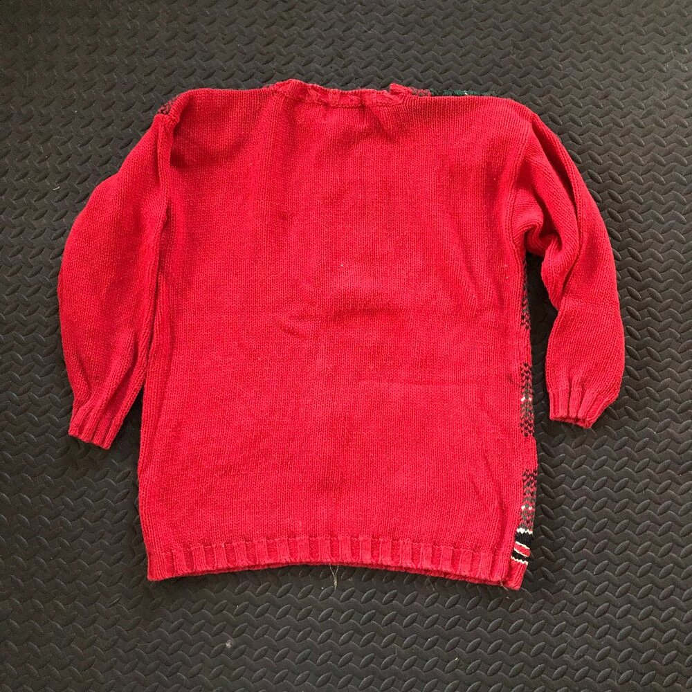 VINTAGE HEIRLOOM COLLECTIBLES RED UGLY CHRISTMAS SWEATER SIZE L PLAID EMBRODERED - Picture 5 of 5